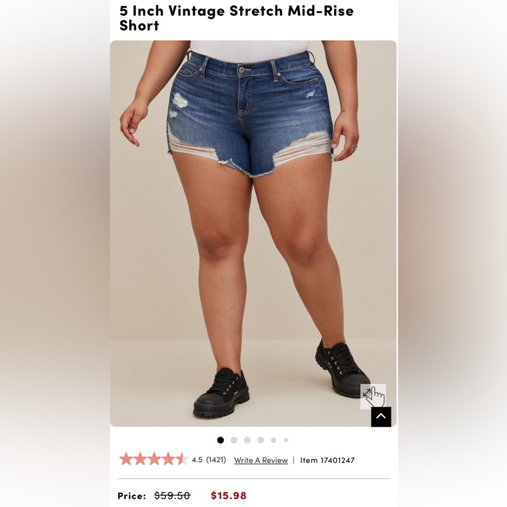Torrid 5 Inch Vintage Stretch Mid-Rise Short 12 - Picture 8 of 13